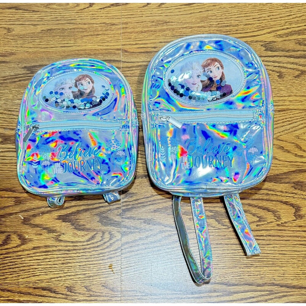 Frozen 2 Foil 10" Backpack with Glitter Front Pocket Adjustable Straps, Lot Of 2